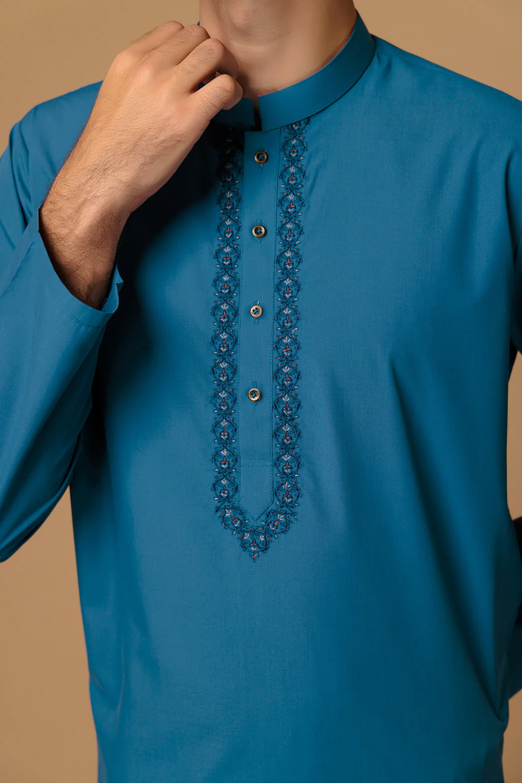 TEAL-BLENDED-KURTA SHALWAR (KSRS23-075) - Image 4