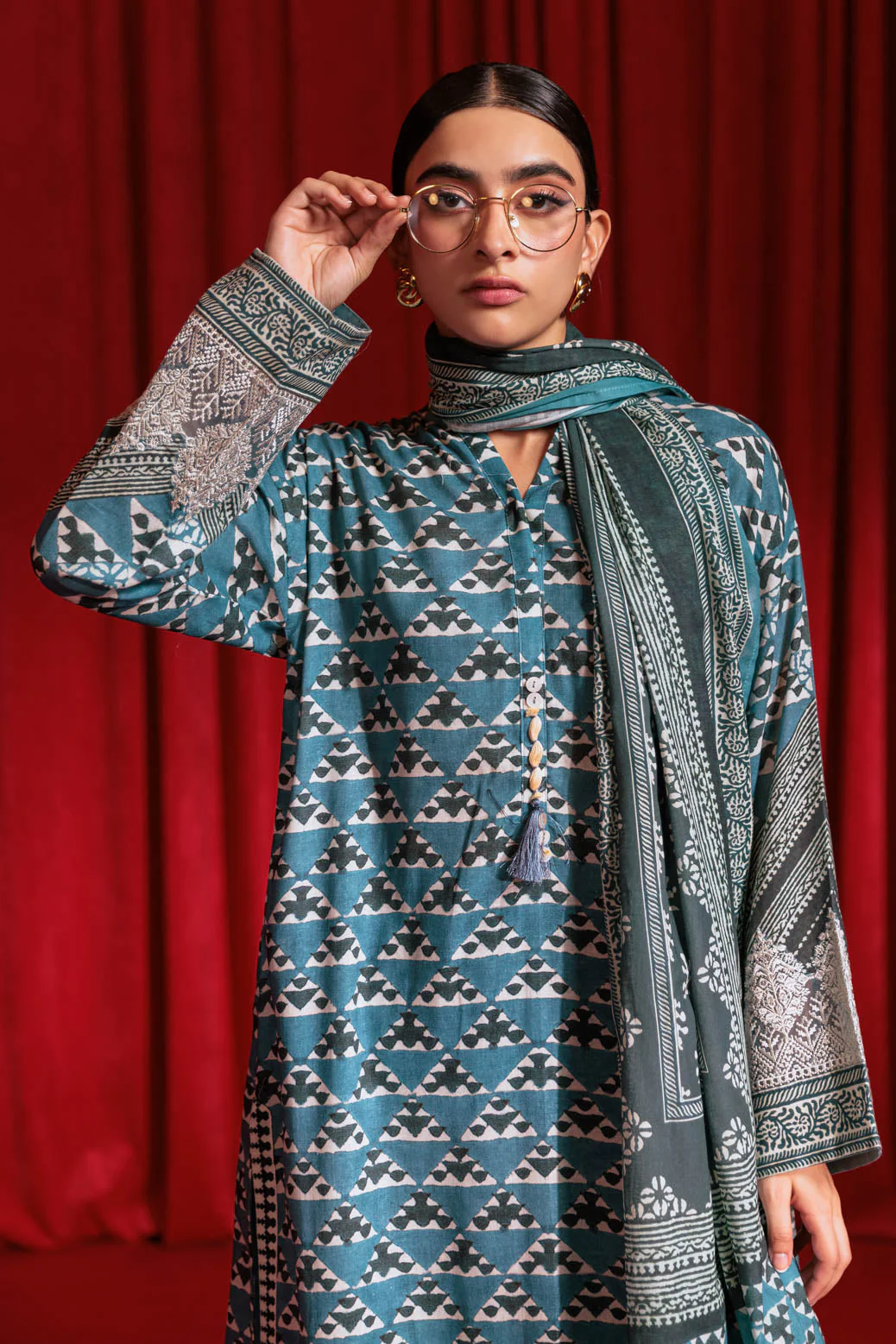 TEAL-COTTON DOUBLE-3 PIECE (WS6243P05) - Image 2