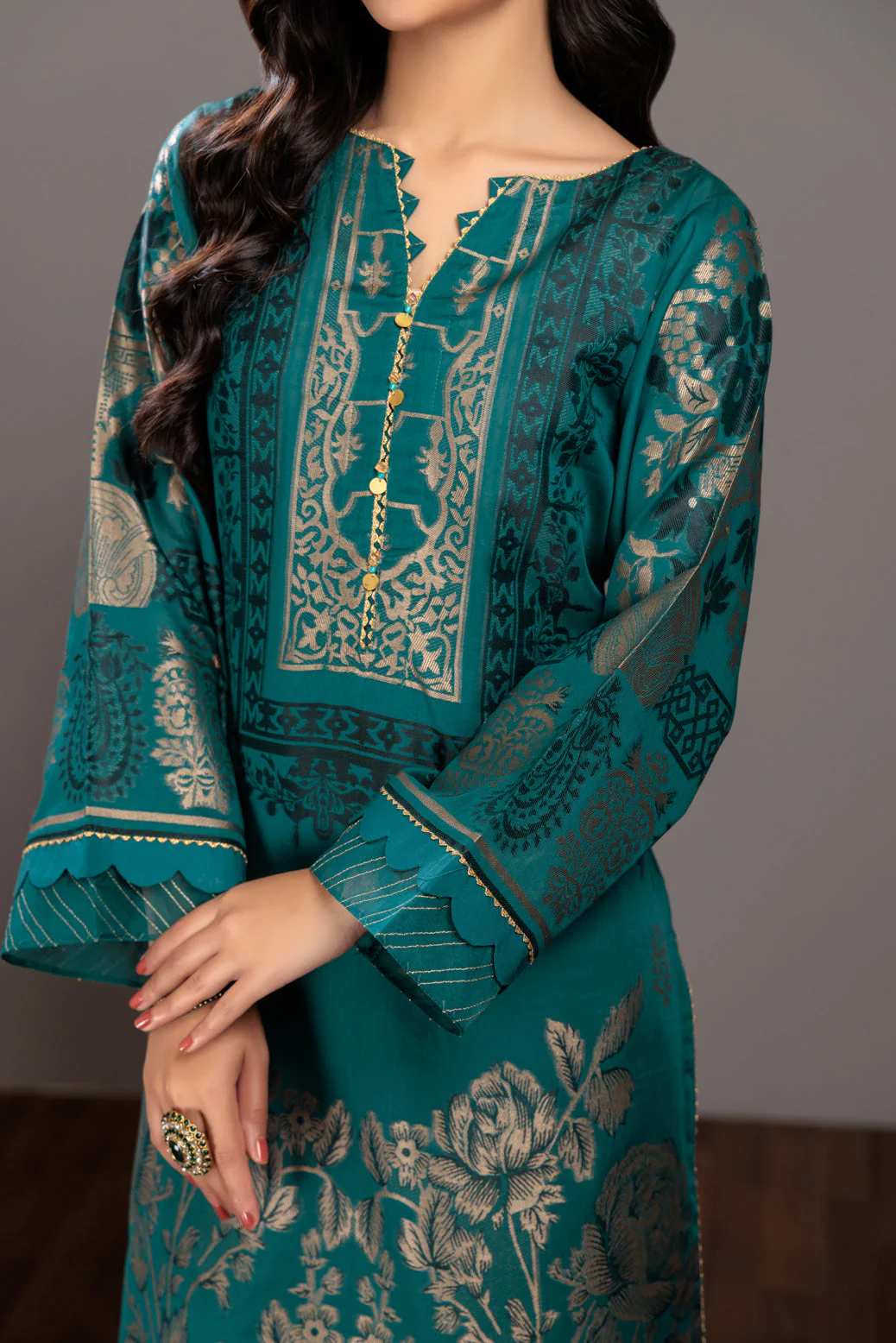 TEAL-JACQUARD-3 PIECE (JSS233P03) - Image 3