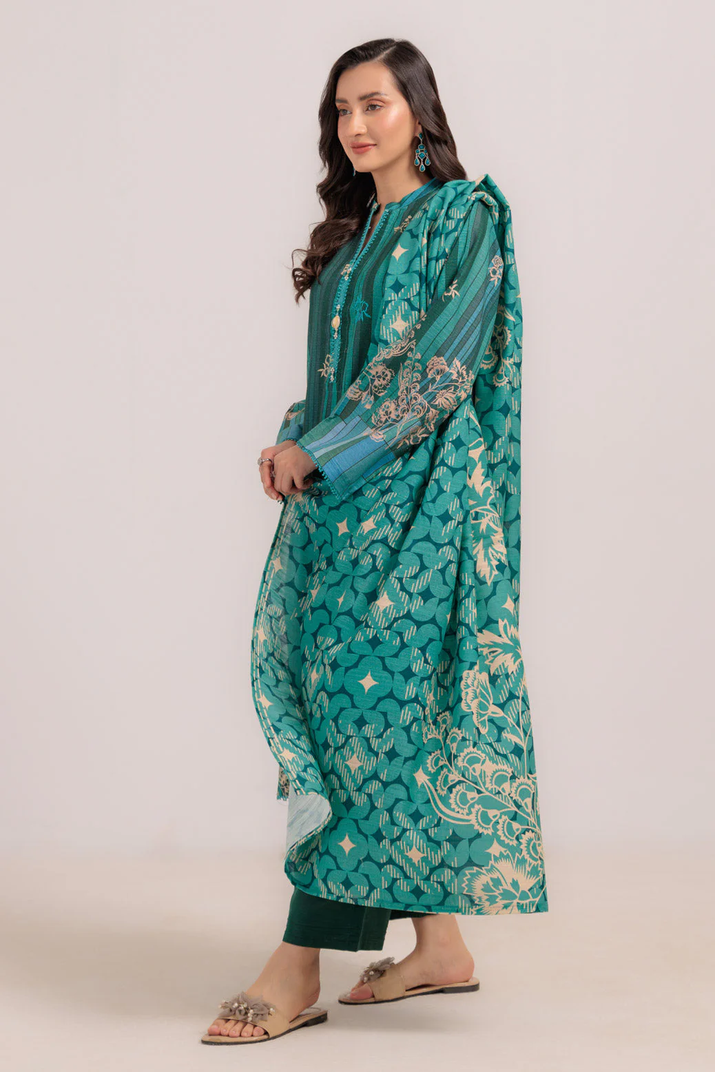 TEAL-KHADDAR-3 PIECE (WS6243P55) - Image 2