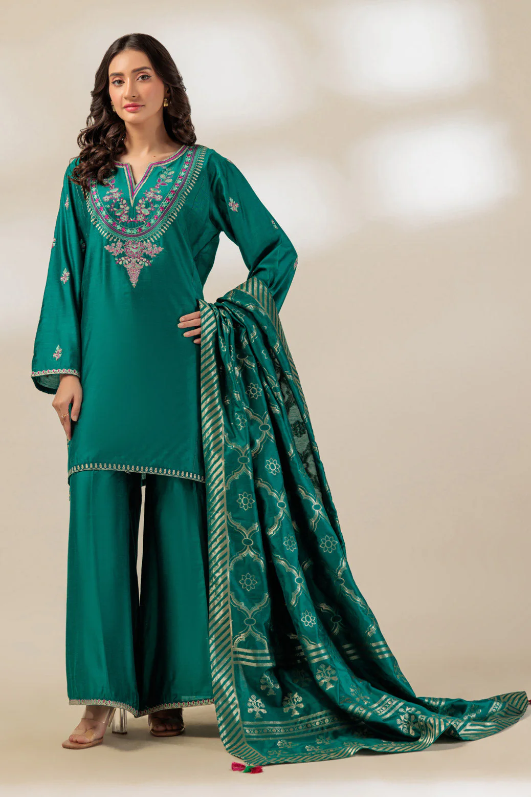 TEAL-RAW SILK-3 PIECE (SS6243P11) - Image 3
