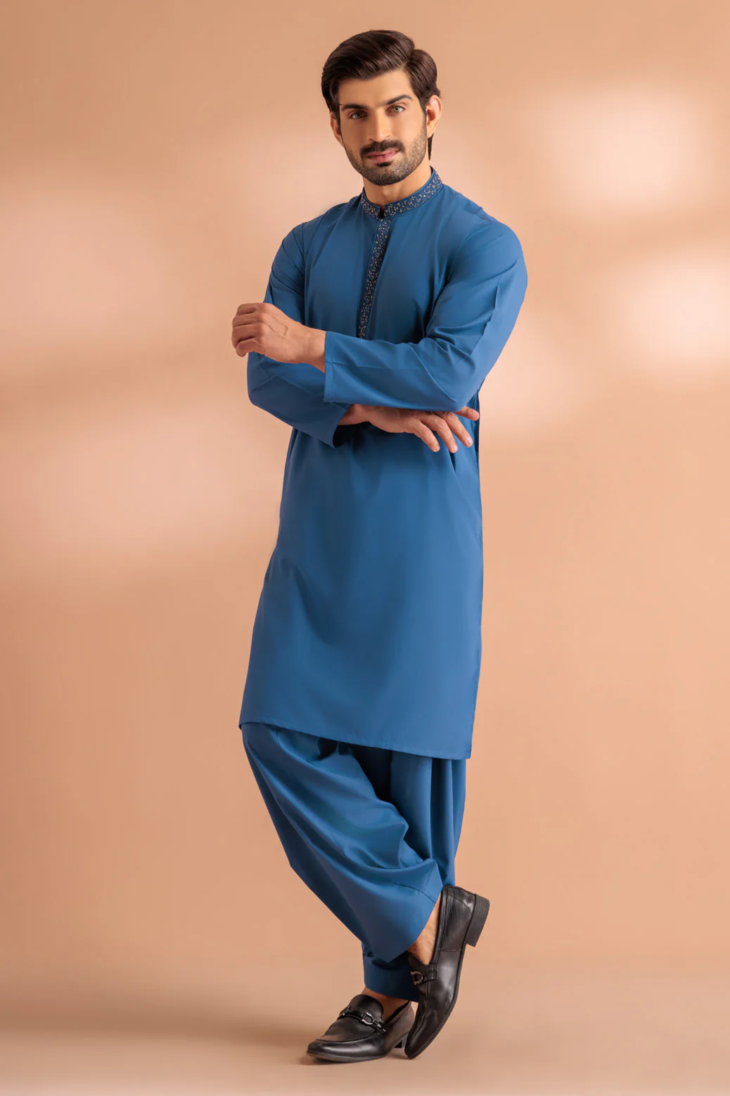 U-BLUE-BLENDED-KURTA SHALWAR - (KSRS24-002) - Image 4