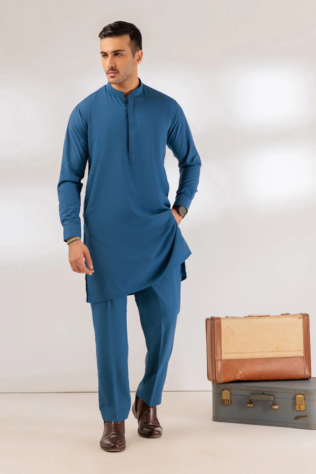 U-BLUE-BLENDED-KURTA TROUSER - (KSS24-036) - Image 3