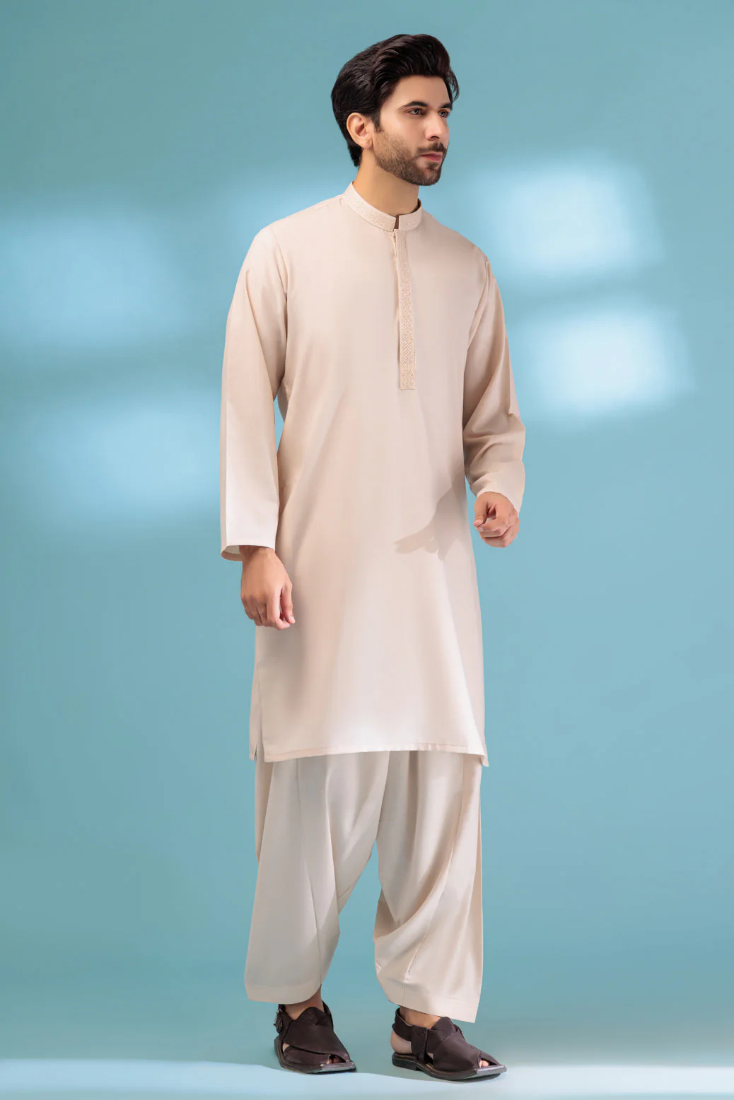 W-CREAM-BLENDED-KURTA SHALWAR - (KSRB23-013) - Image 3
