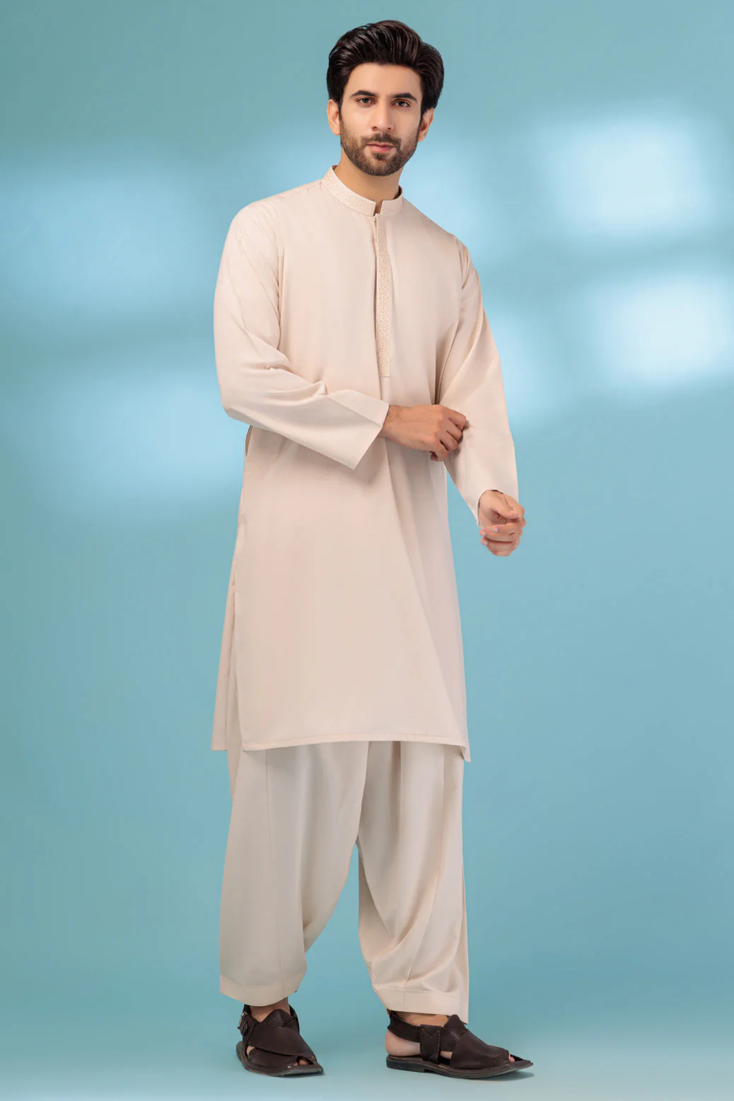 W-CREAM-BLENDED-KURTA SHALWAR - (KSRB23-013) - Image 5