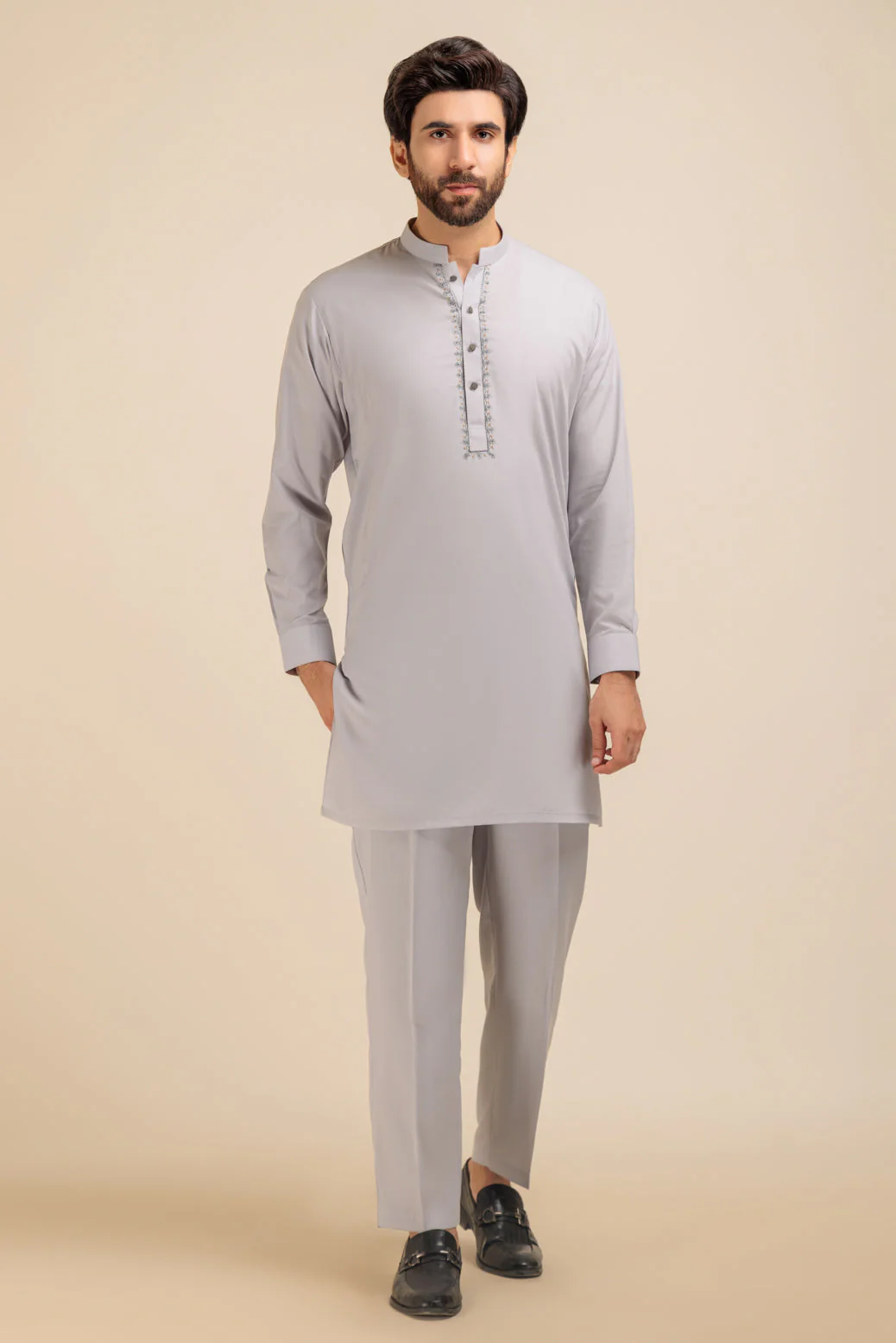 W-GREY-BLENDED-KURTA PAJAMA TROUSER - (KSB23-021) - Image 2