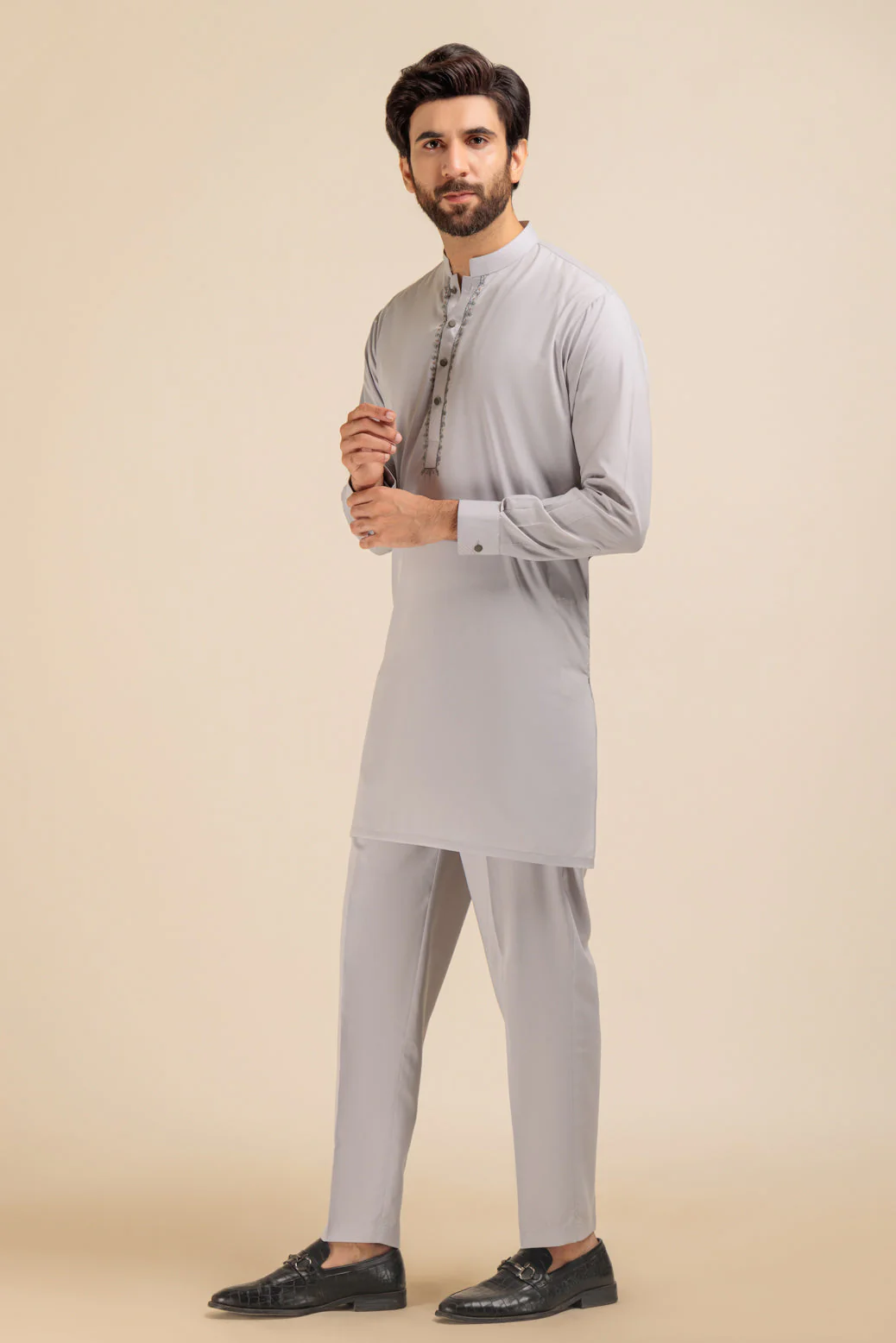 W-GREY-BLENDED-KURTA PAJAMA TROUSER - (KSB23-021) - Image 4