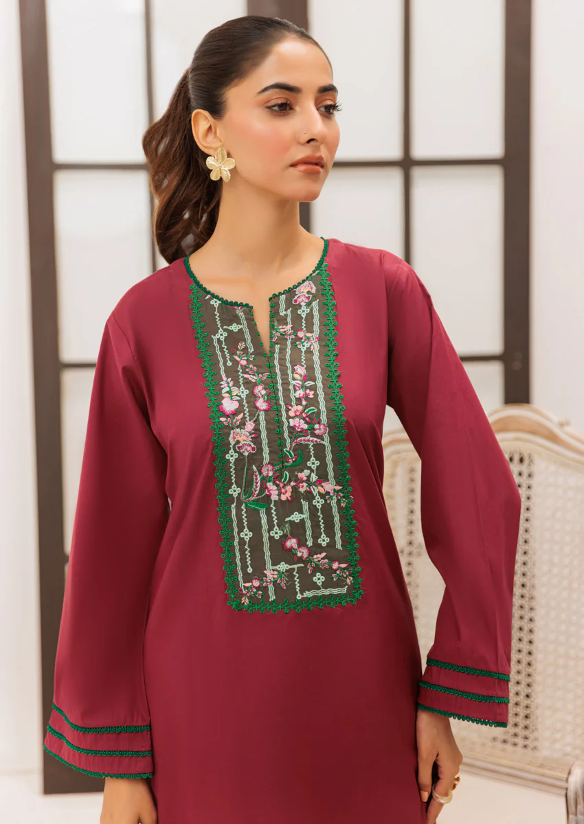 Maroon-Cambric-2 Piece (W25DE2045) - Image 3