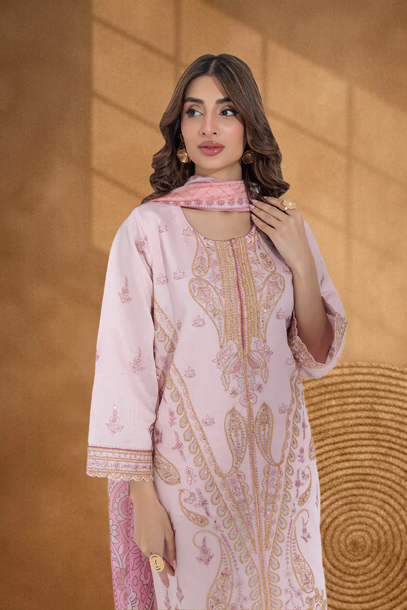 Pink-Cotton Net-3 Piece (W25FE3001) - Image 3