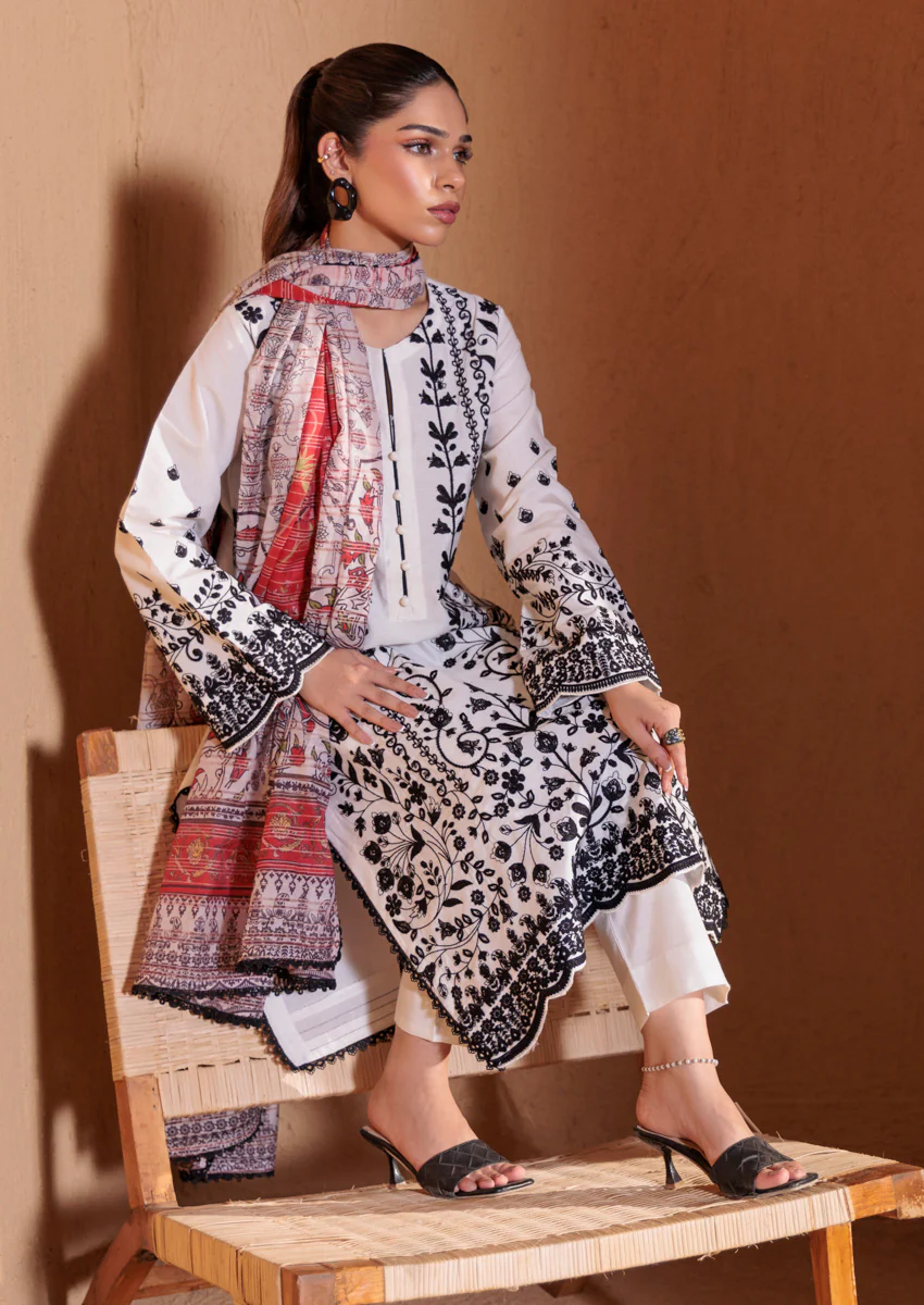White-Cotton Silk-3 Piece (W25SE3002) - Image 6