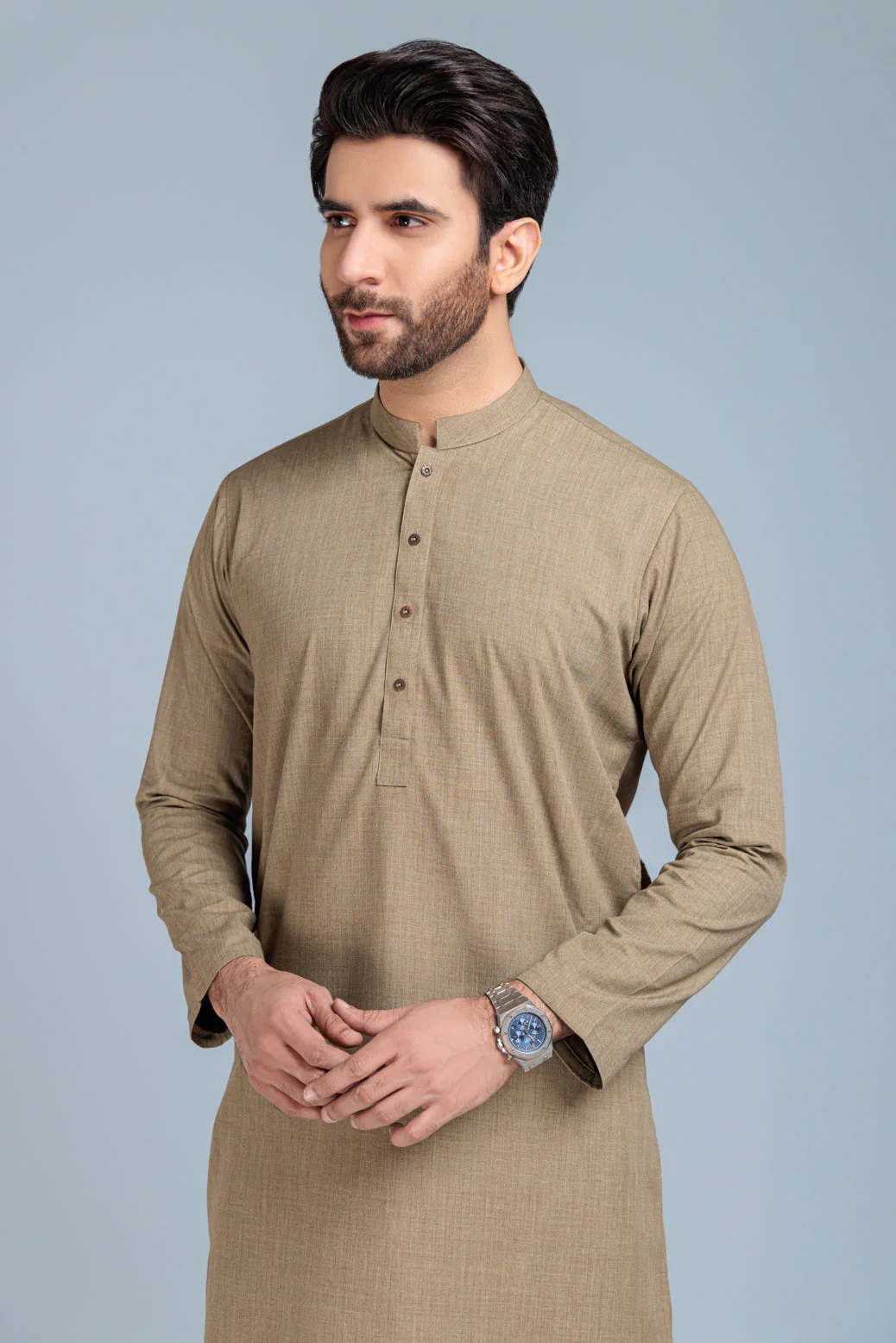 WARM TAN-BLENDED-KURTA PAJAMA TROUSER (KSS23-028) - Image 2