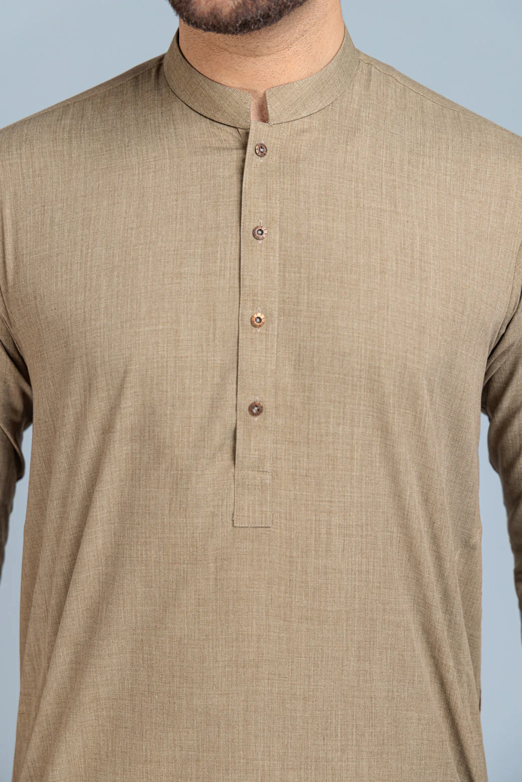 WARM TAN-BLENDED-KURTA PAJAMA TROUSER (KSS23-028) - Image 3