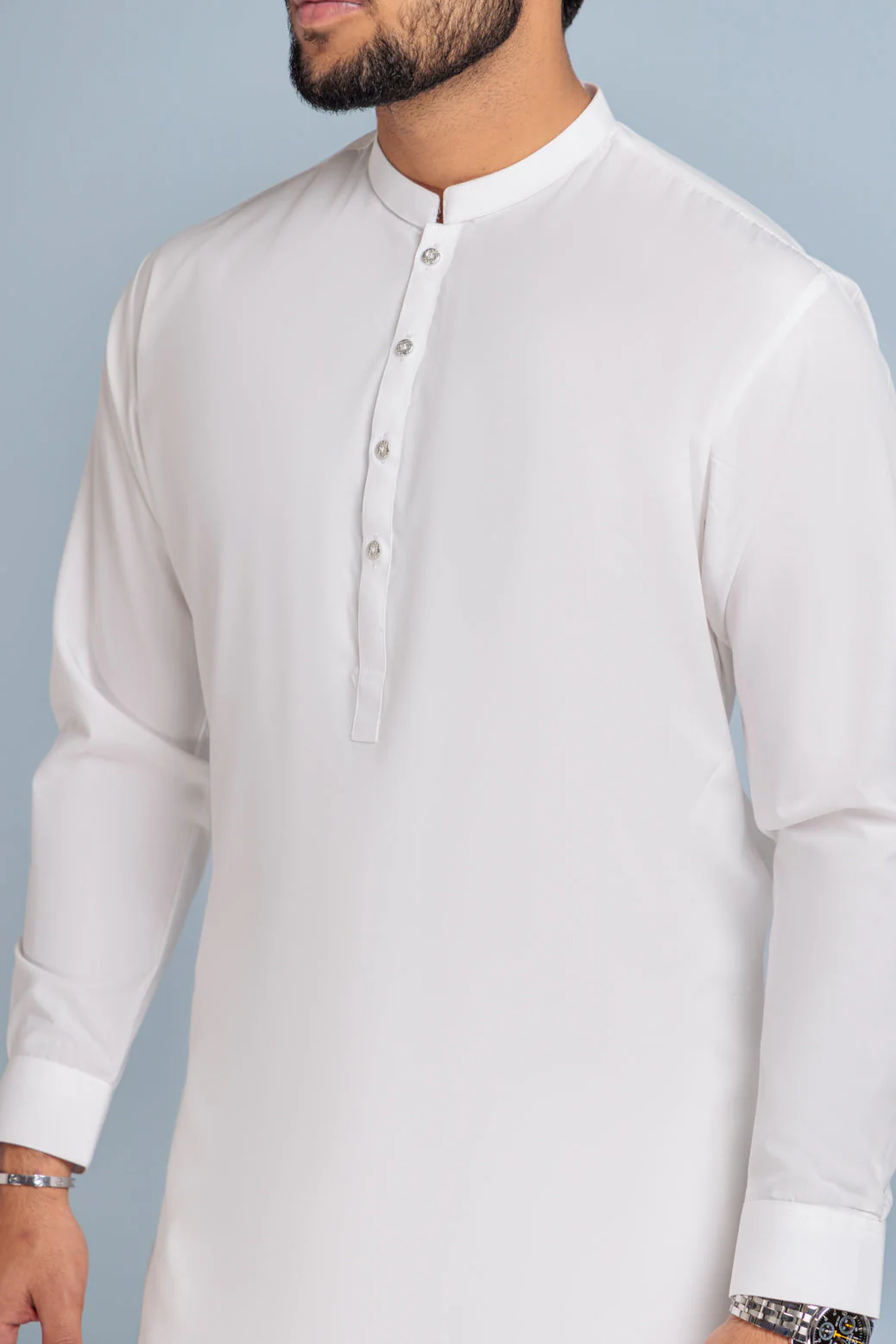 WHITE-BLENDED-KURTA PAJAMA TROUSER (KSS23-025) - Image 3