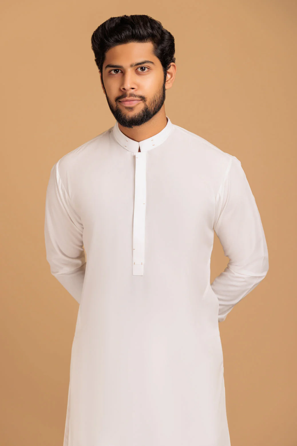 WHITE-BLENDED-KURTA PAJAMA TROUSER- (KSS23-049) - Image 2