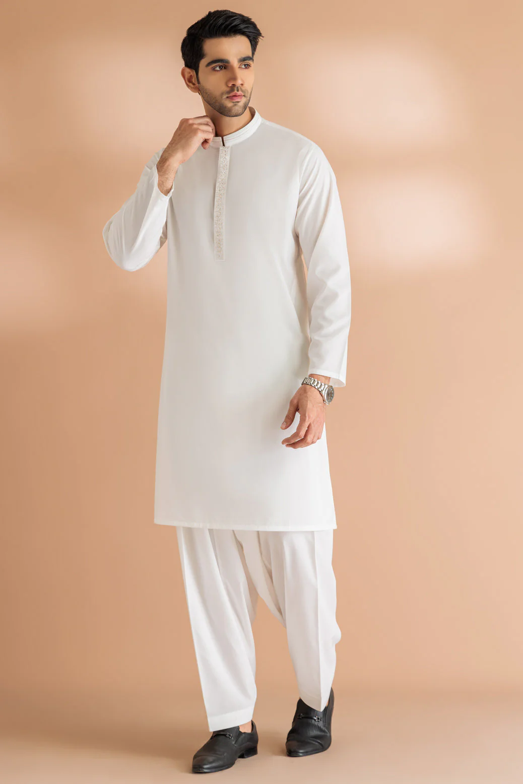 WHITE-BLENDED-KURTA SHALWAR - (KSRS24-001) - Image 4