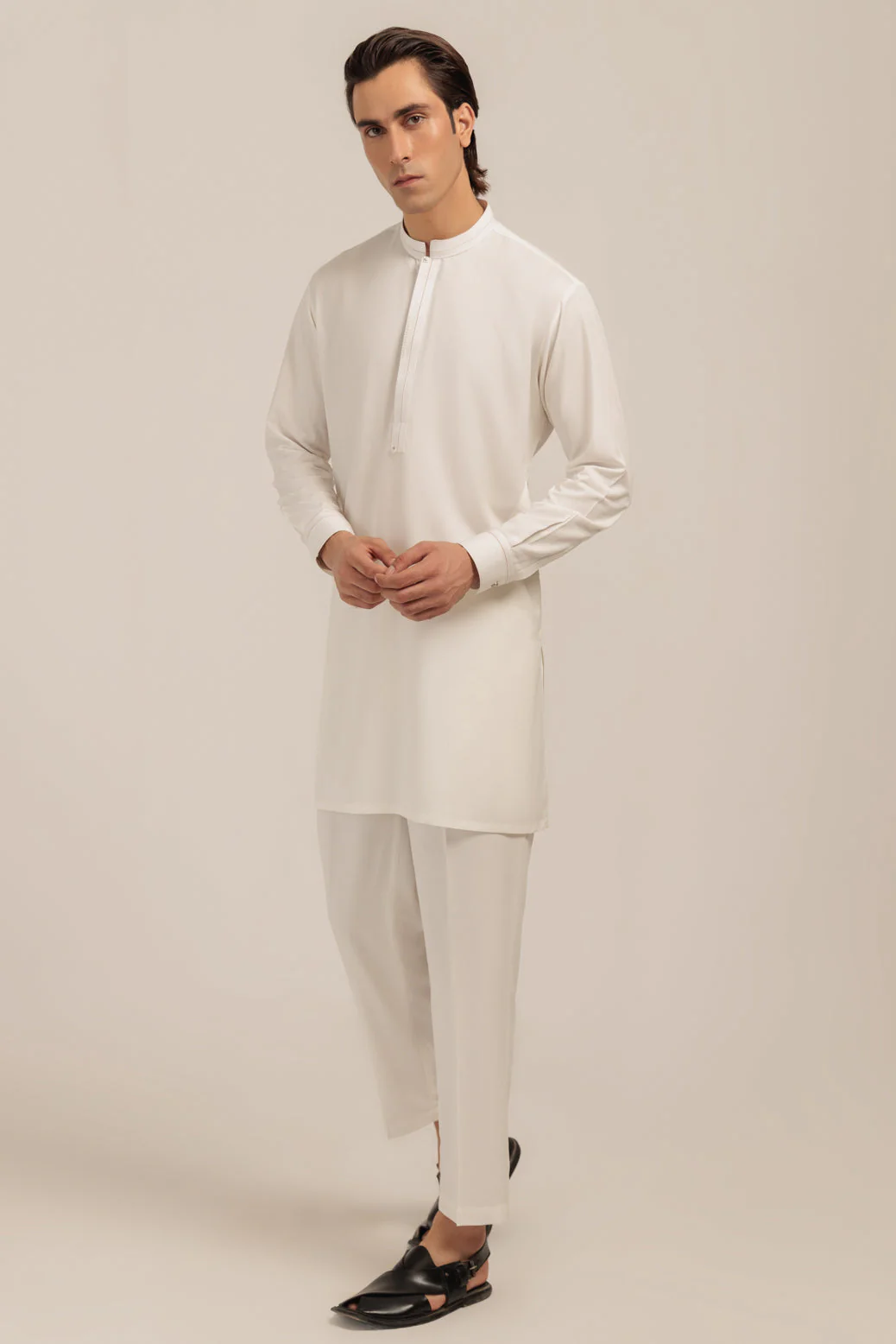 WHITE-BLENDED-KURTA TROUSER - (KSW24-022) - Image 2