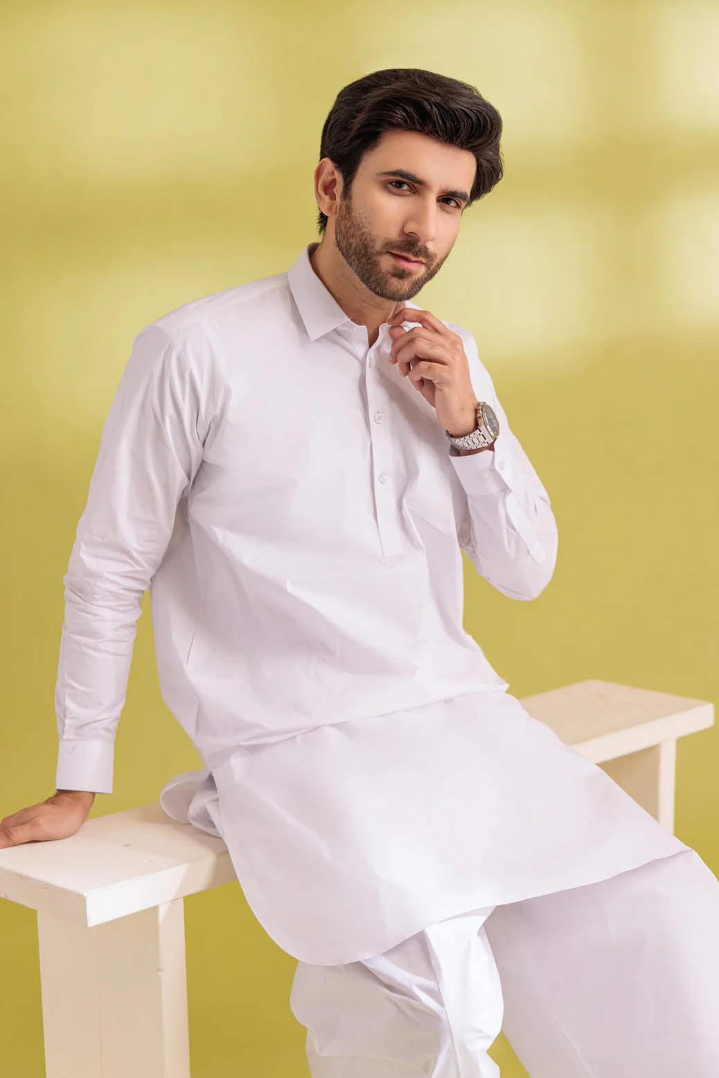 WHITE-BLENDED-SHALWAR SUIT - (GSSS23-025) - Image 3