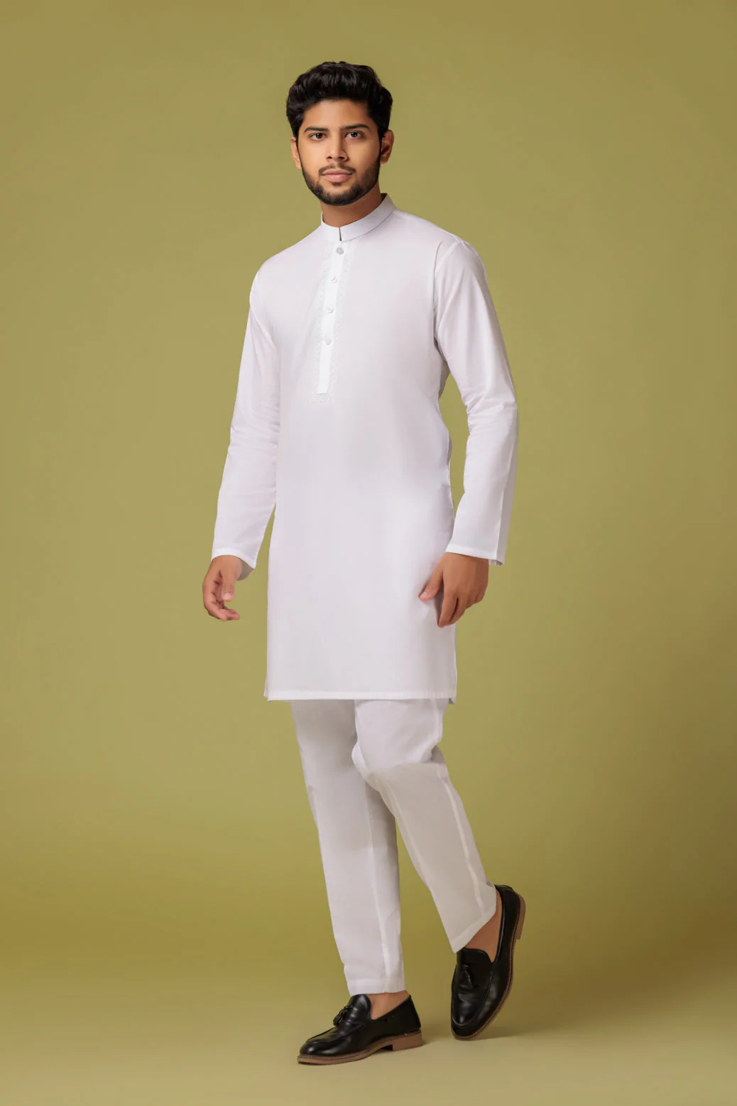 WHITE-COTTON-KURTA PAJAMA TROUSER - (KSS23-058) - Image 3