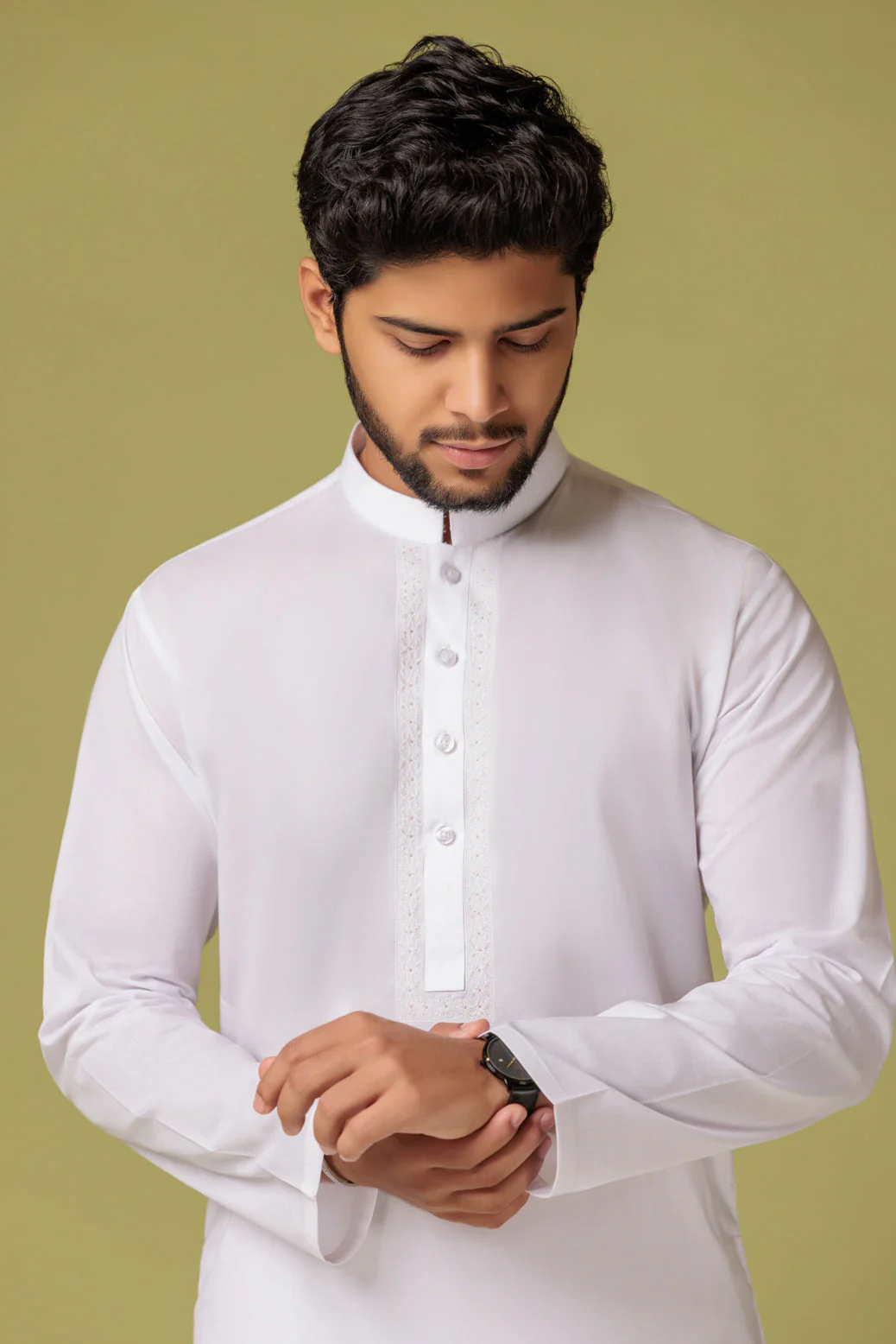 WHITE-COTTON-KURTA PAJAMA TROUSER - (KSS23-058) - Image 4
