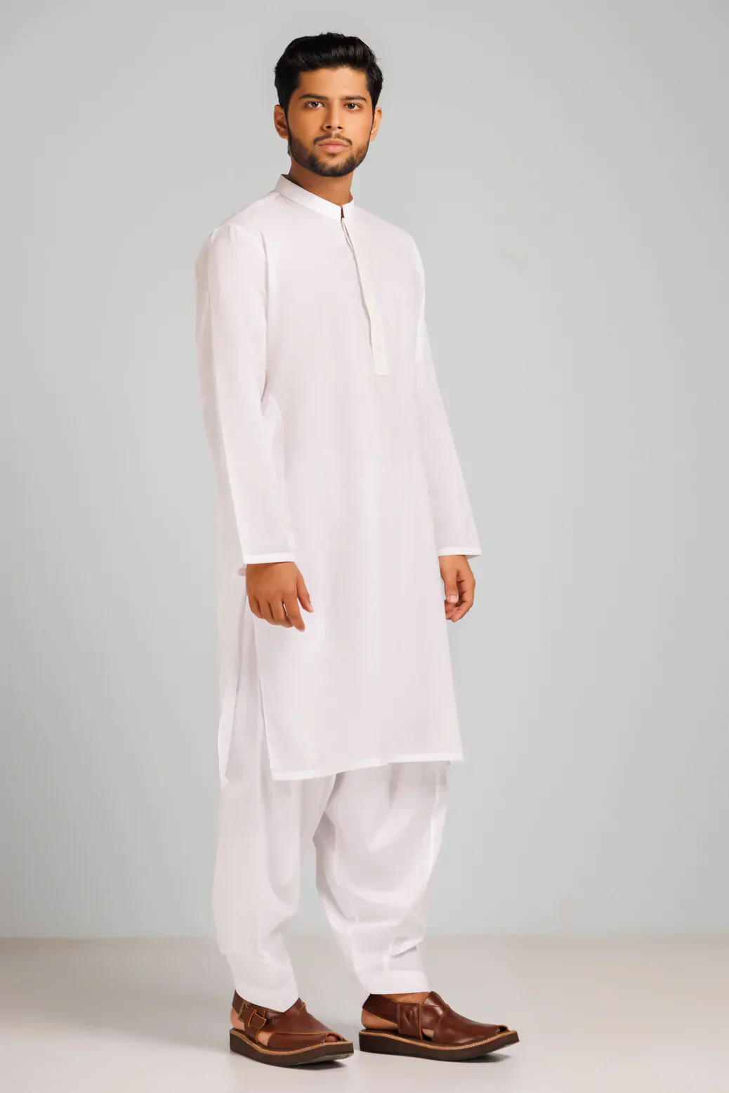 WHITE-COTTON-KURTA SHALWAR (KSRS23-058) - Image 3