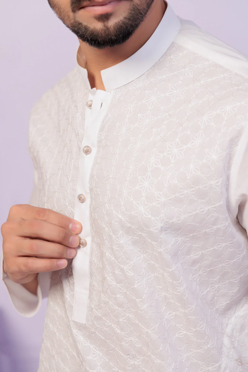 WHITE-COTTON-KURTA TROUSER - (KSR24-011) - Image 2