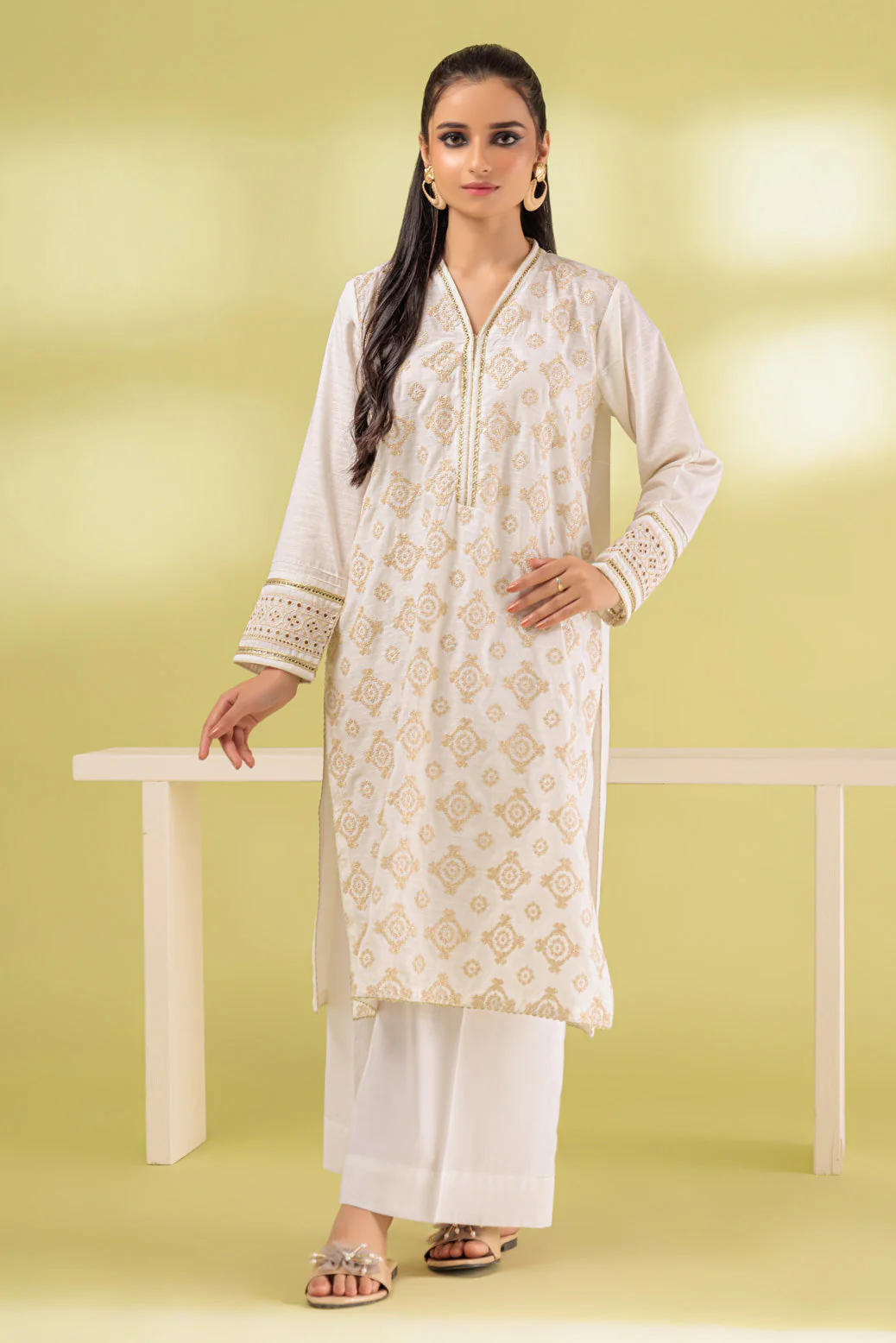 WHITE-JACQAURD-1 PIECE (SAS231P16) - Image 2