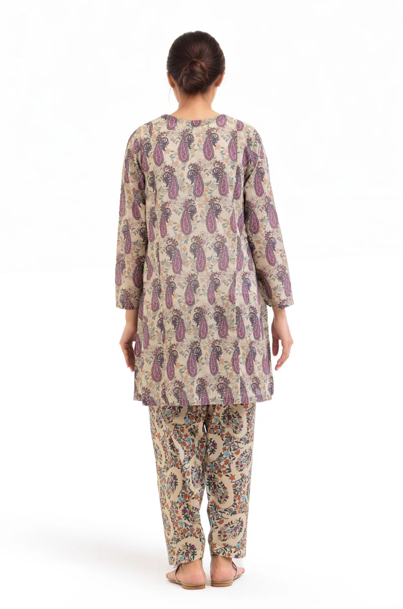 Beige-Slub-Lawn-2 Piece (WP2PPBS26B1F4) - Image 4