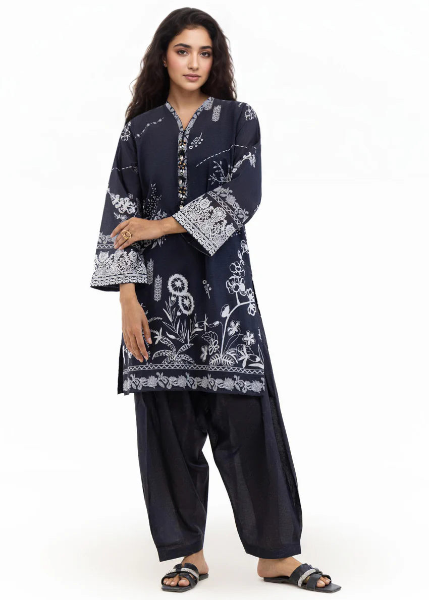 Black-Slub-Lawn-2 Piece (WP2PPBS26B1F5) - Image 3