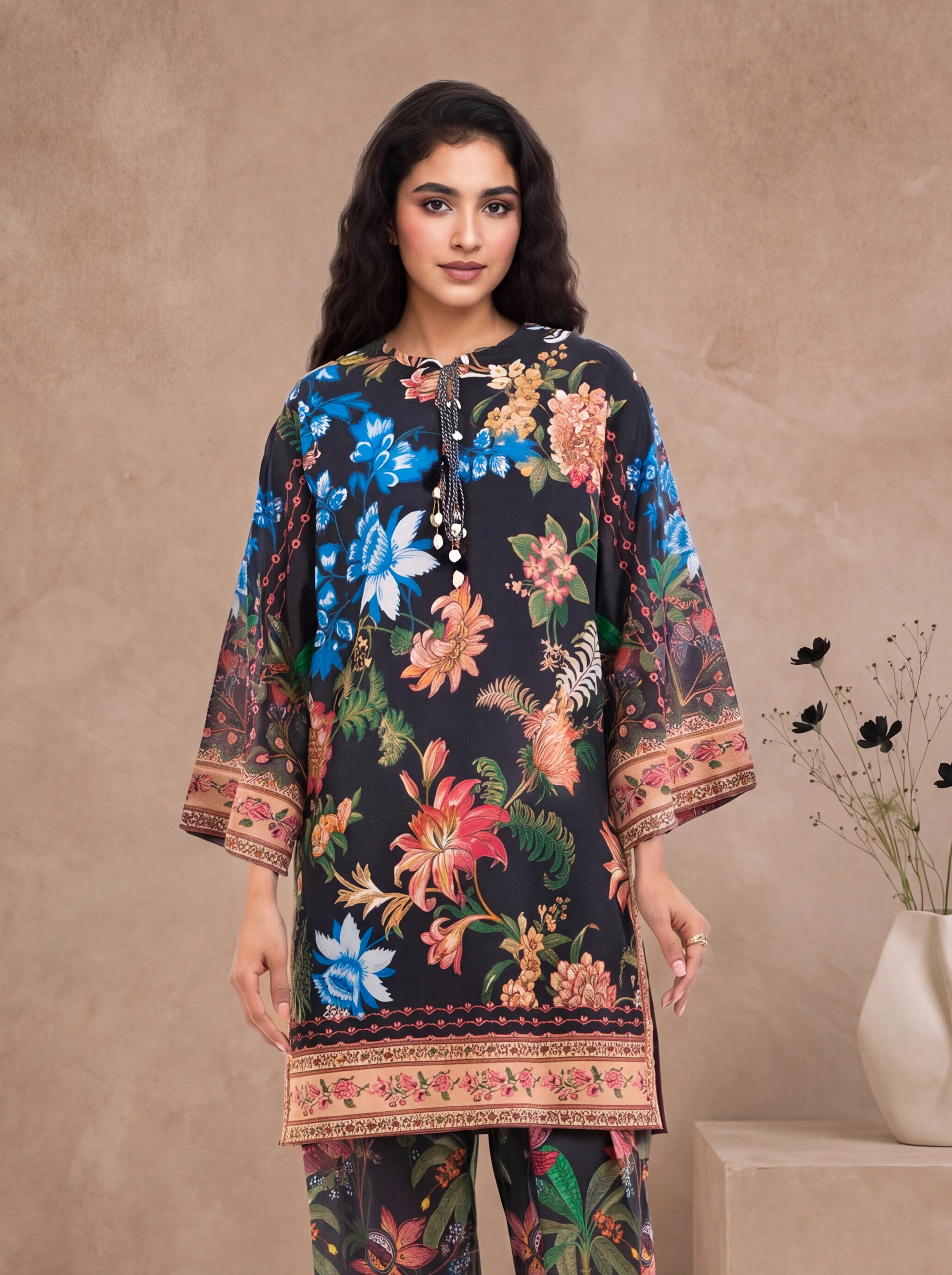 Black-Slub-Lawn-2 Piece (WP2PPBS26B1F6) - Image 2