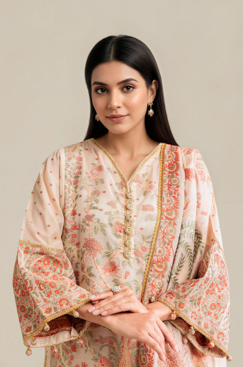 Cream-Jacquard-3 Piece (WP3PSBW25B11D38) - Image 6