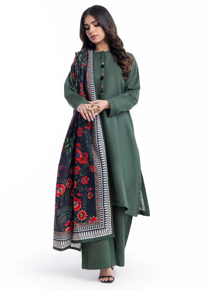 F-Green-Khaddar-3 Piece (WP3PSBW25HR10N13) - Image 3