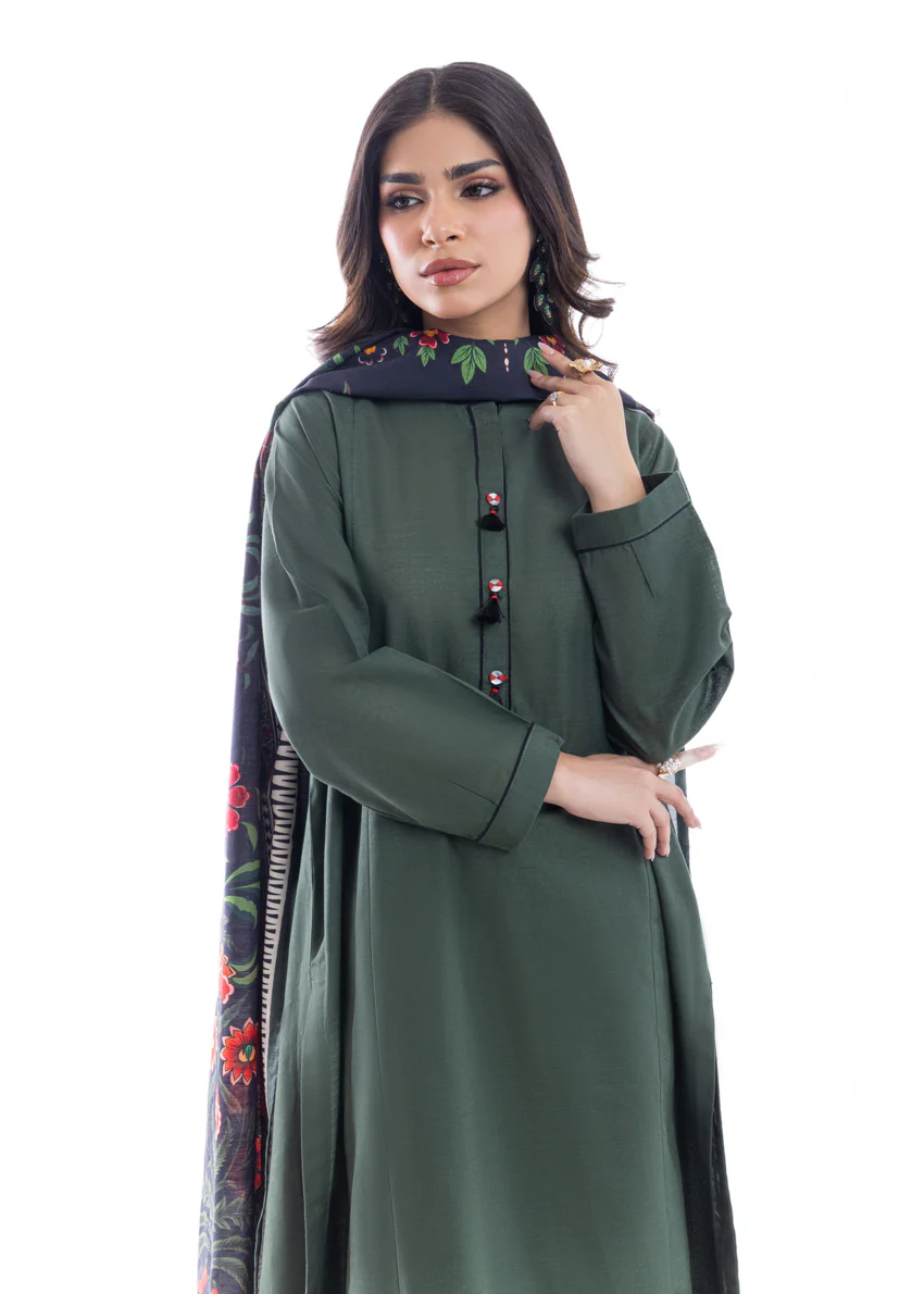 F-Green-Khaddar-3 Piece (WP3PSBW25HR10N13) - Image 6
