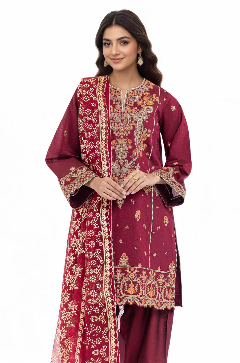 Maroon-Cotton-Net-3 Piece (WP3PSFW25F11D1) - Image 10