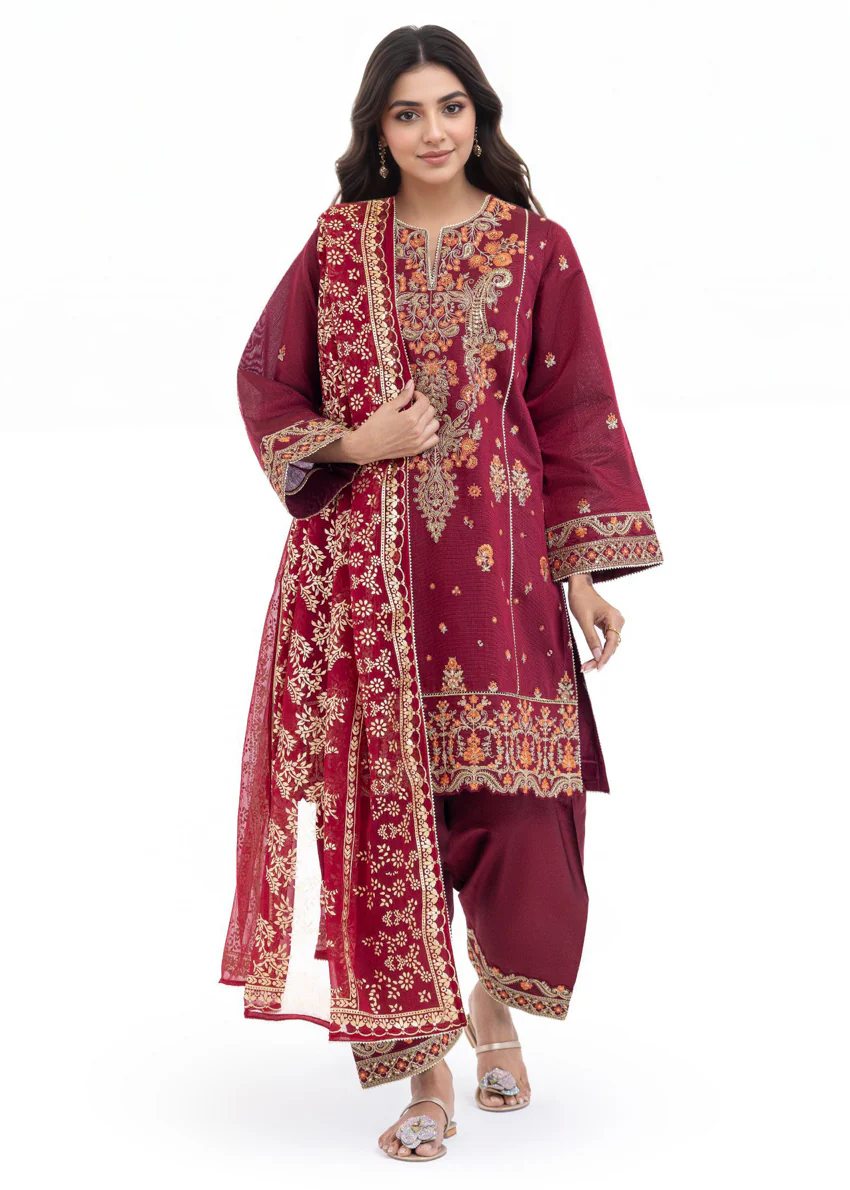 Maroon-Cotton-Net-3 Piece (WP3PSFW25F11D1) - Image 11
