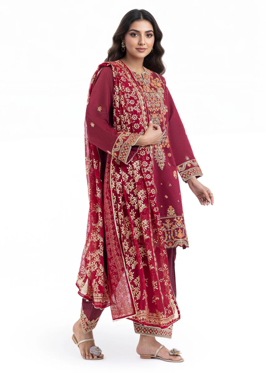 Maroon-Cotton-Net-3 Piece (WP3PSFW25F11D1) - Image 12