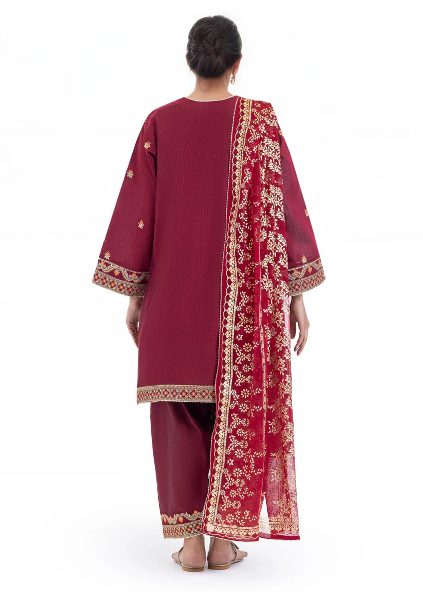 Maroon-Cotton-Net-3 Piece (WP3PSFW25F11D1) - Image 6
