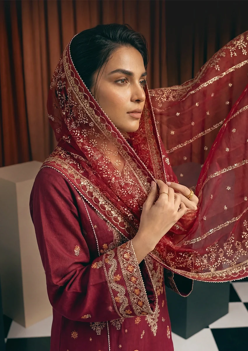 Maroon-Cotton-Net-3 Piece (WP3PSFW25F11D1) - Image 7