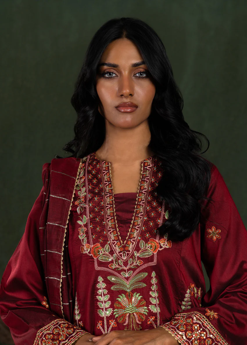 Maroon-Cotton-Silk-3 Piece (WP3PSLW25L10N5) - Image 6