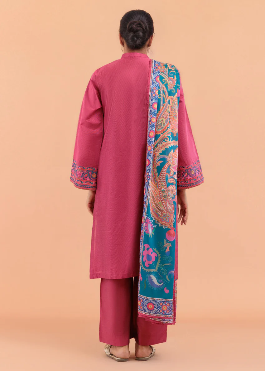 Carmine-Cotton-Silk-3 Piece (WP3PSSW25S10N3) - Image 2
