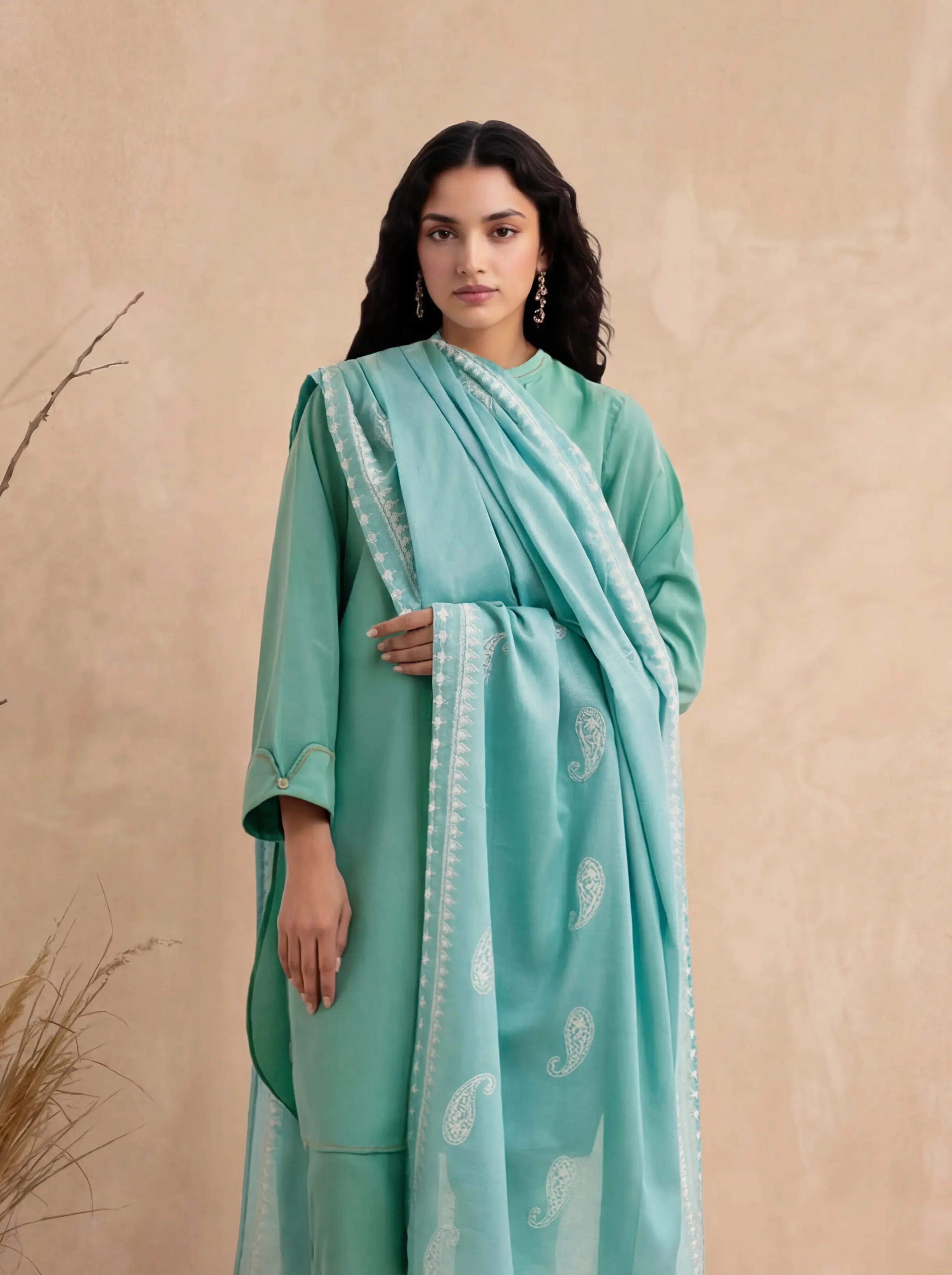 Dyed Cambric Dupatta - (WPDUSBS26F3) - Image 2