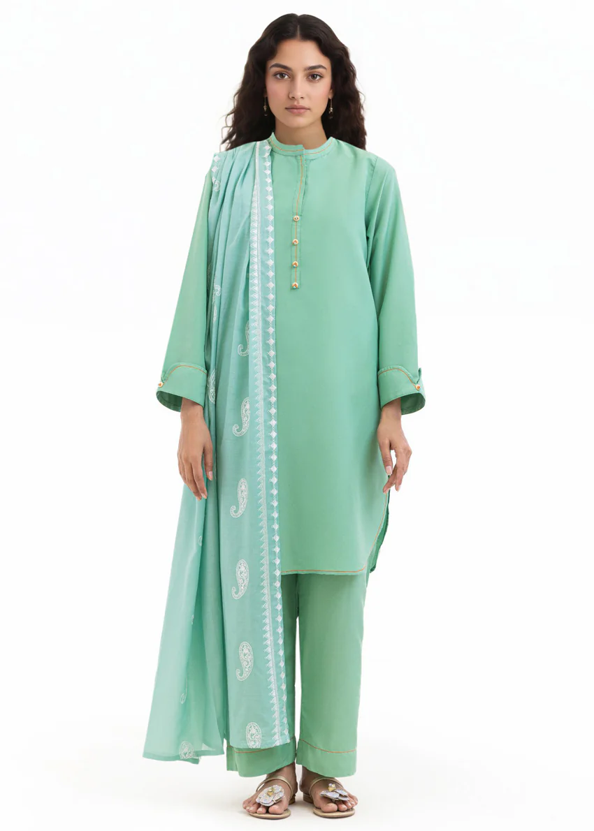 Dyed Cambric Dupatta - (WPDUSBS26F3) - Image 6