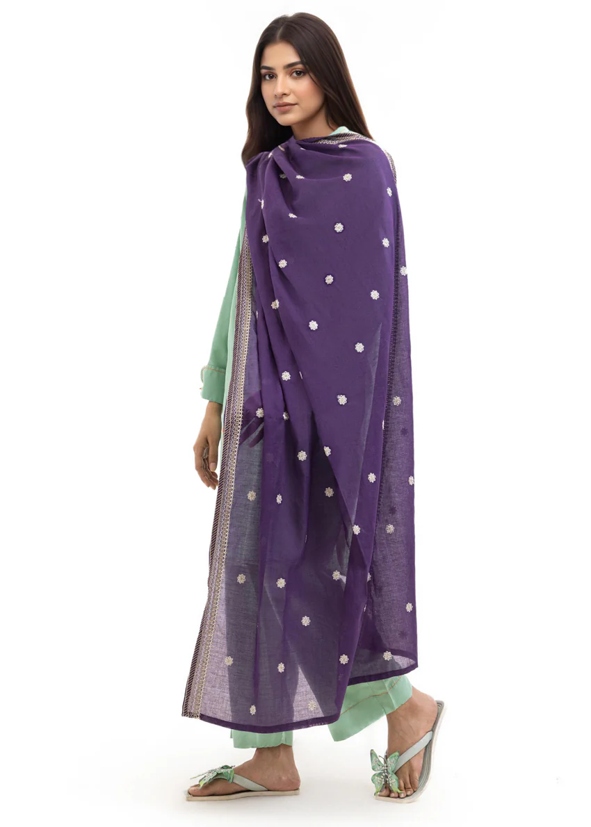 Dyed Cambric Dupatta - (WPDUSBS26F4) - Image 3