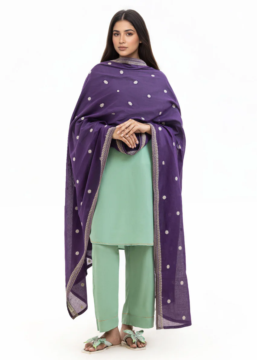 Dyed Cambric Dupatta - (WPDUSBS26F4) - Image 4