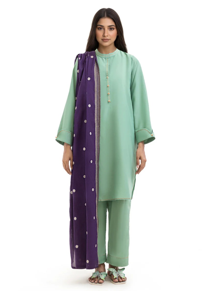 Dyed Cambric Dupatta - (WPDUSBS26F4) - Image 6