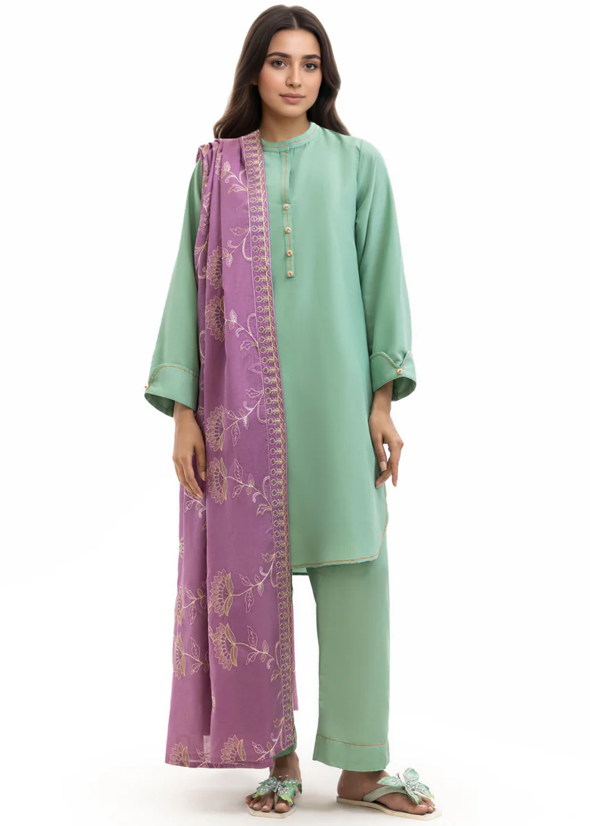 Dyed Cambric Dupatta - (WPDUSBS26F5) - Image 3