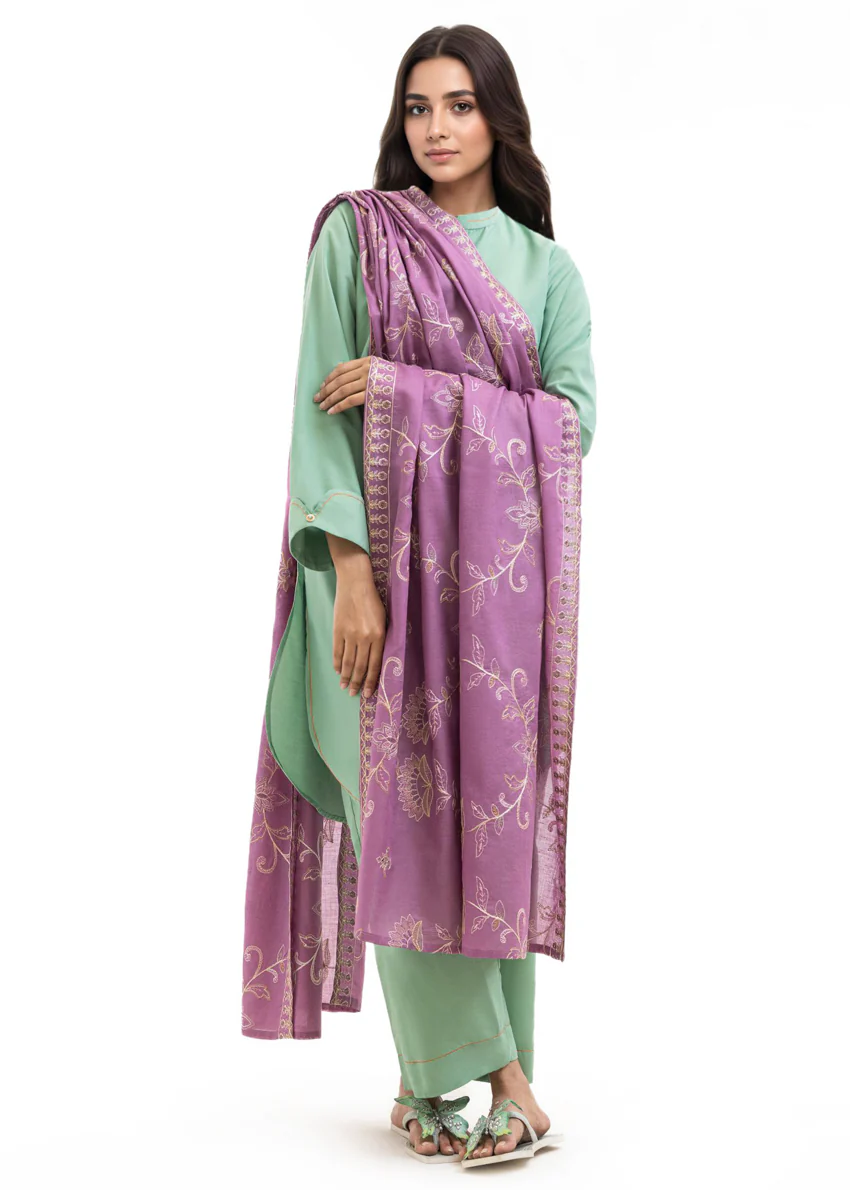Dyed Cambric Dupatta - (WPDUSBS26F5) - Image 4