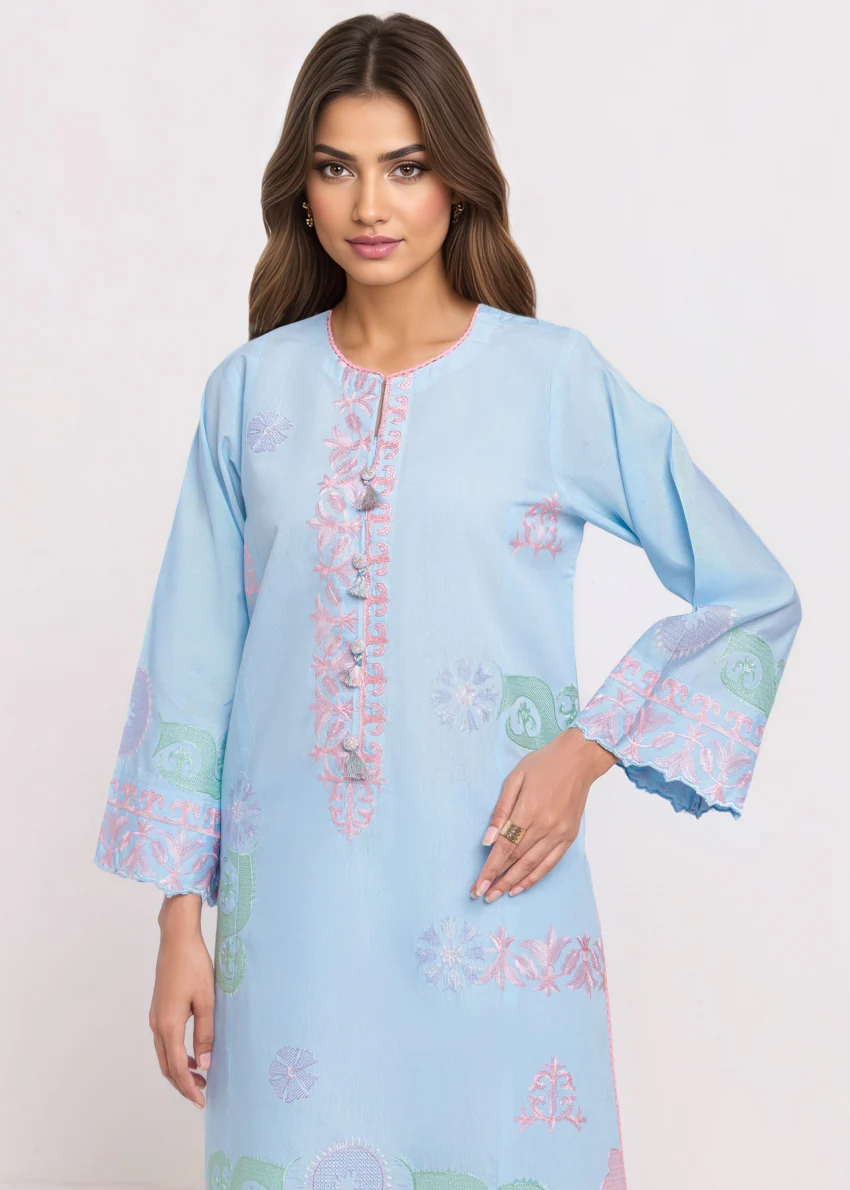 L-Blue-Cotton Silk-2 Piece (WPS252SE3064) - Image 5