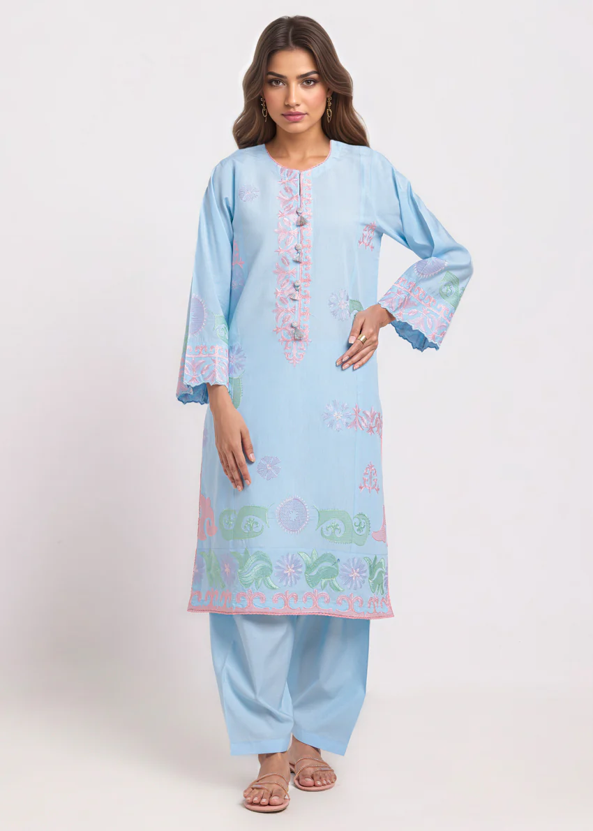 L-Blue-Cotton Silk-2 Piece (WPS252SE3064) - Image 7