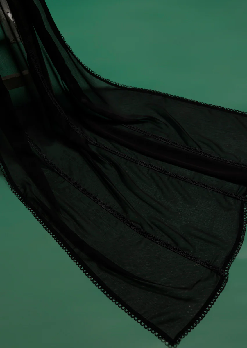 Printed Black Chiffon Dupatta (WPS25CD1002) - Image 3