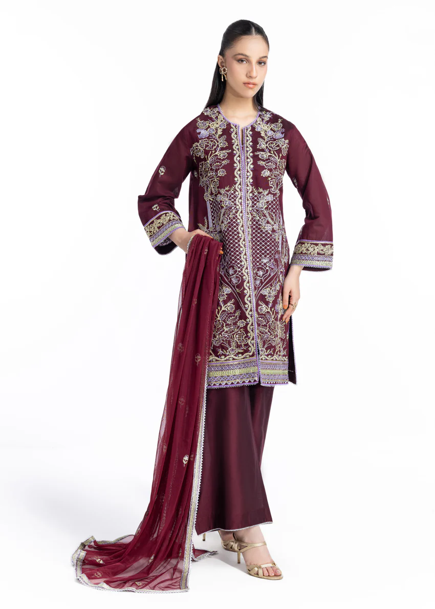 D-Maroon-Cotton Net-3 Piece-(WPS25FE3051) - Image 4